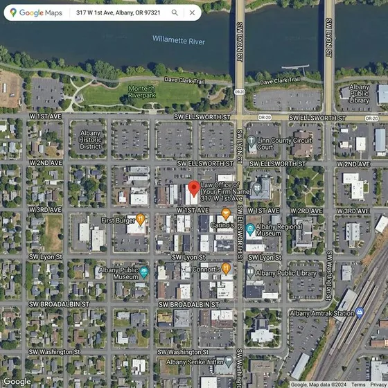 Map showing Miller, Castleton & Flinn at 317 W 1st Ave #302, Albany, OR 97321
